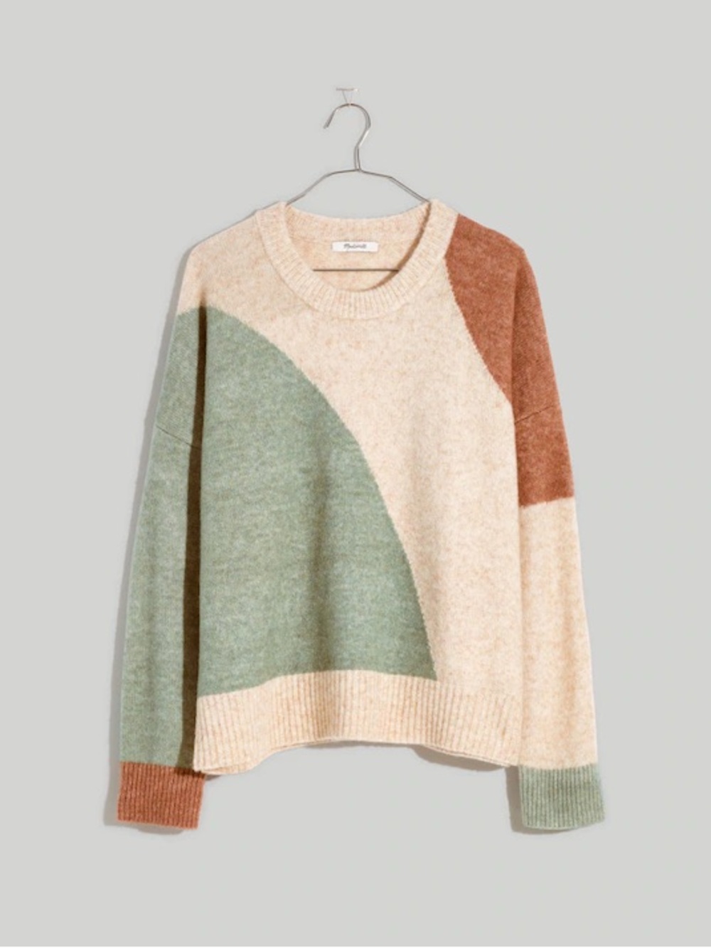 Madewell Cedarbrook Pullover Sweater Colorblock Southwest Wool Camel